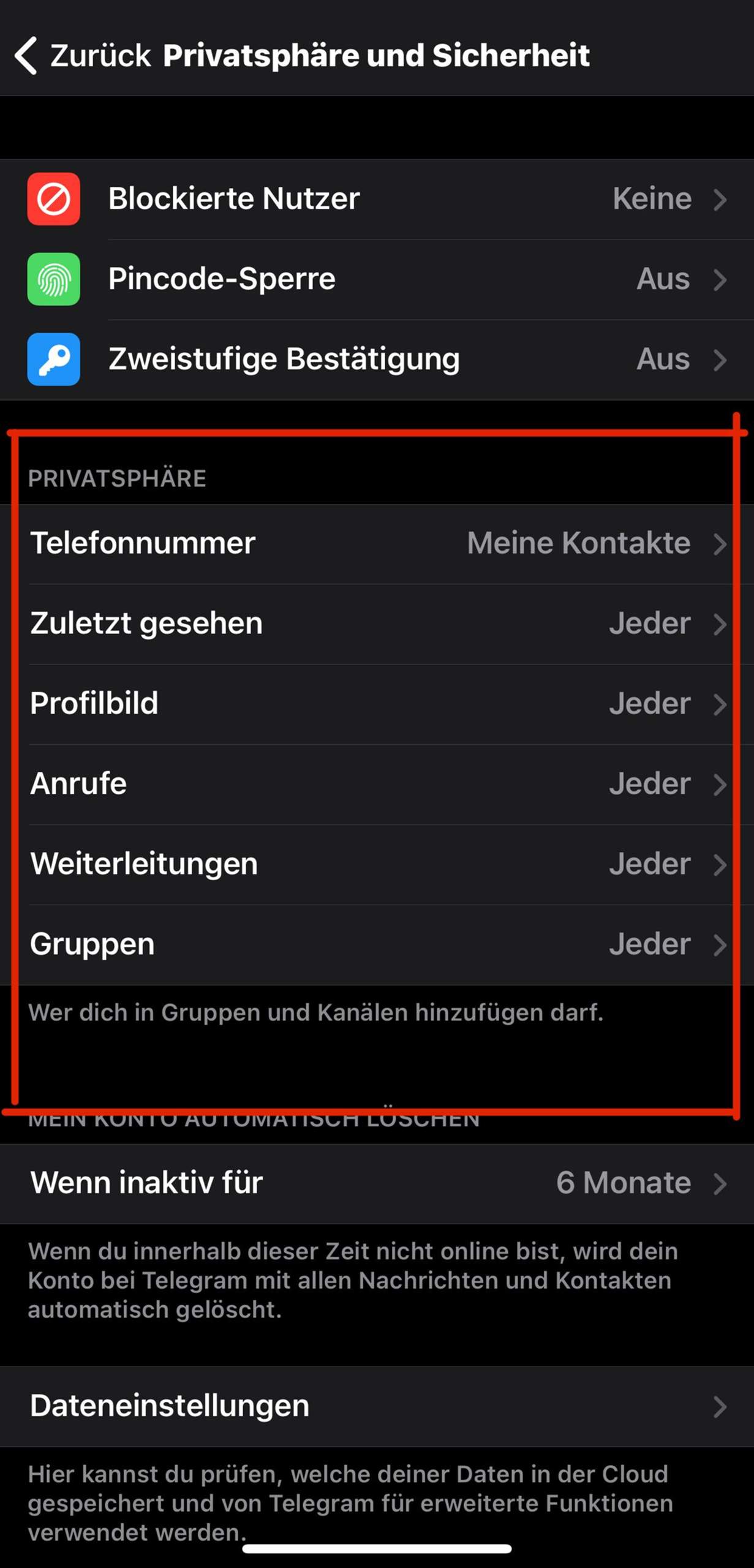 Was bedeuten die Privatsphären Einstellungen bei der Telegram App ...