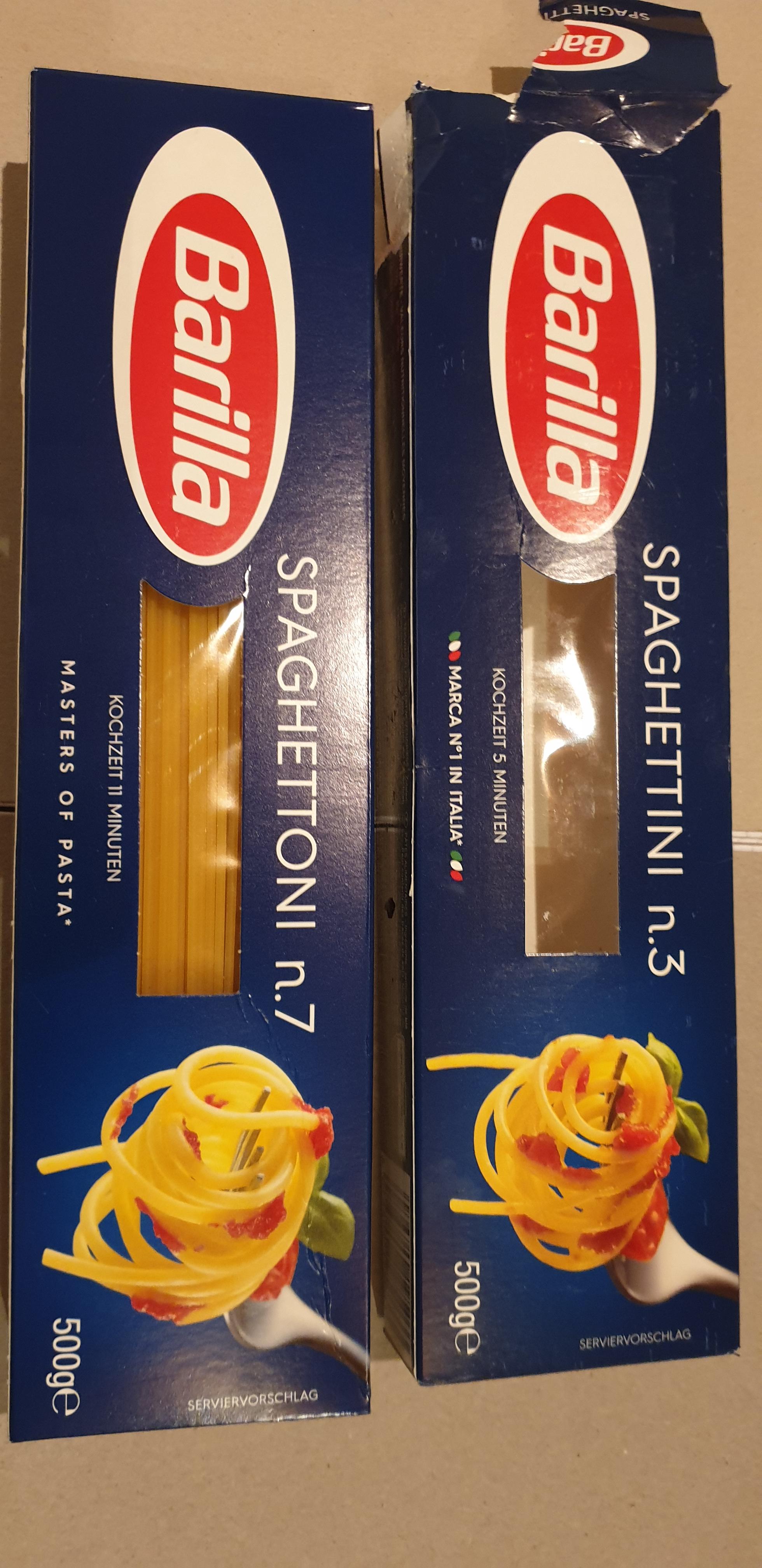 Was bedeutet bei Spaghetti n.3 und n.7? (Ernährung, Unterschied)