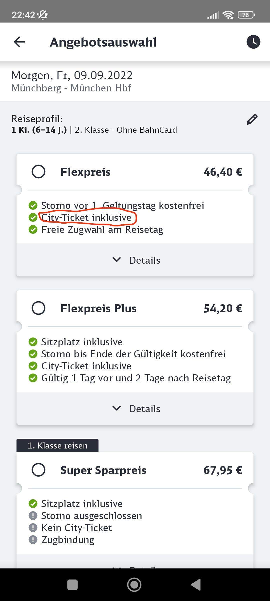Was bedeutet ,,City Ticket" bei der Bahn? (Zug)