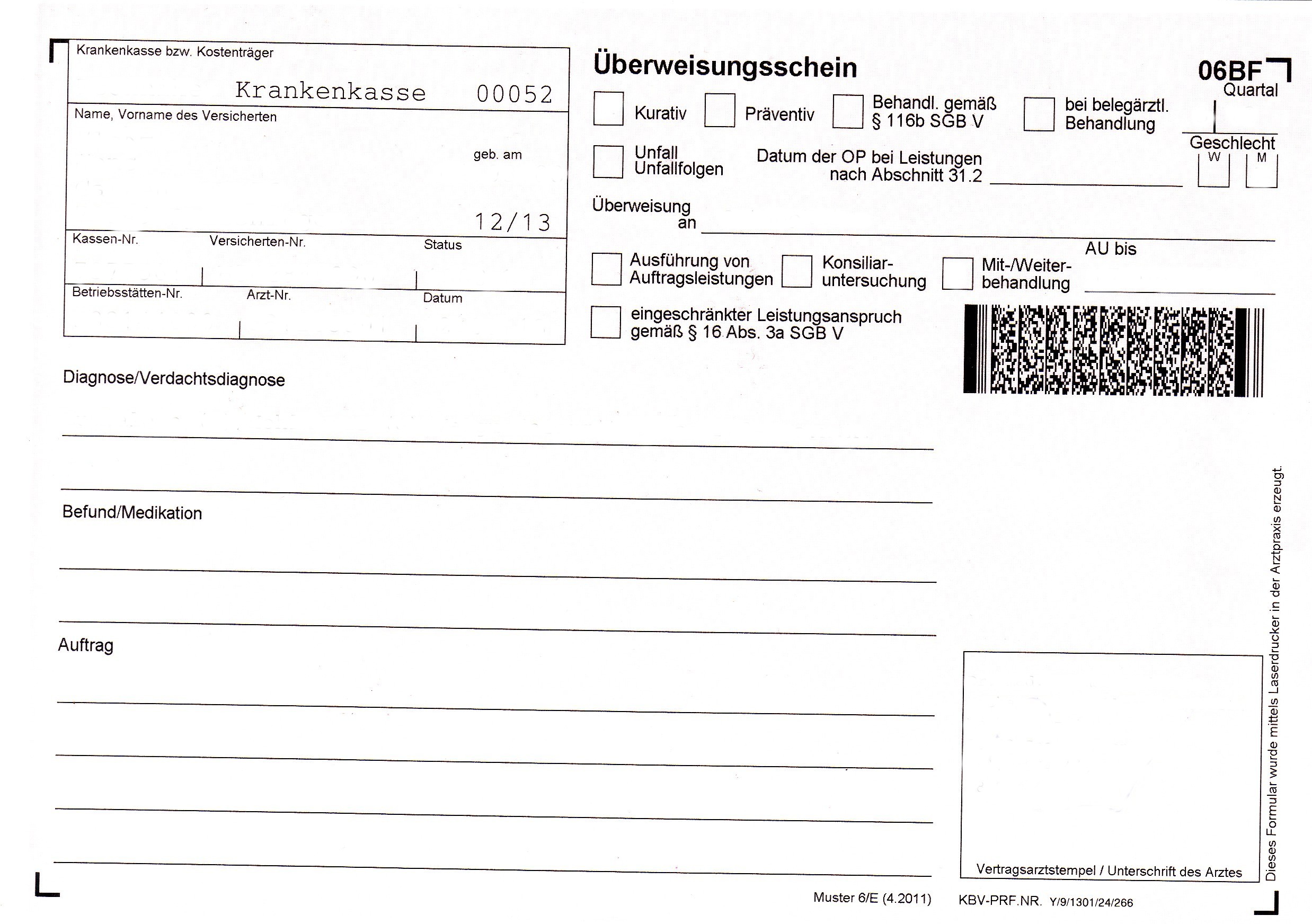 Was bedeutet das alles was auf der ärztlichen Überweisung steht? (Arzt)