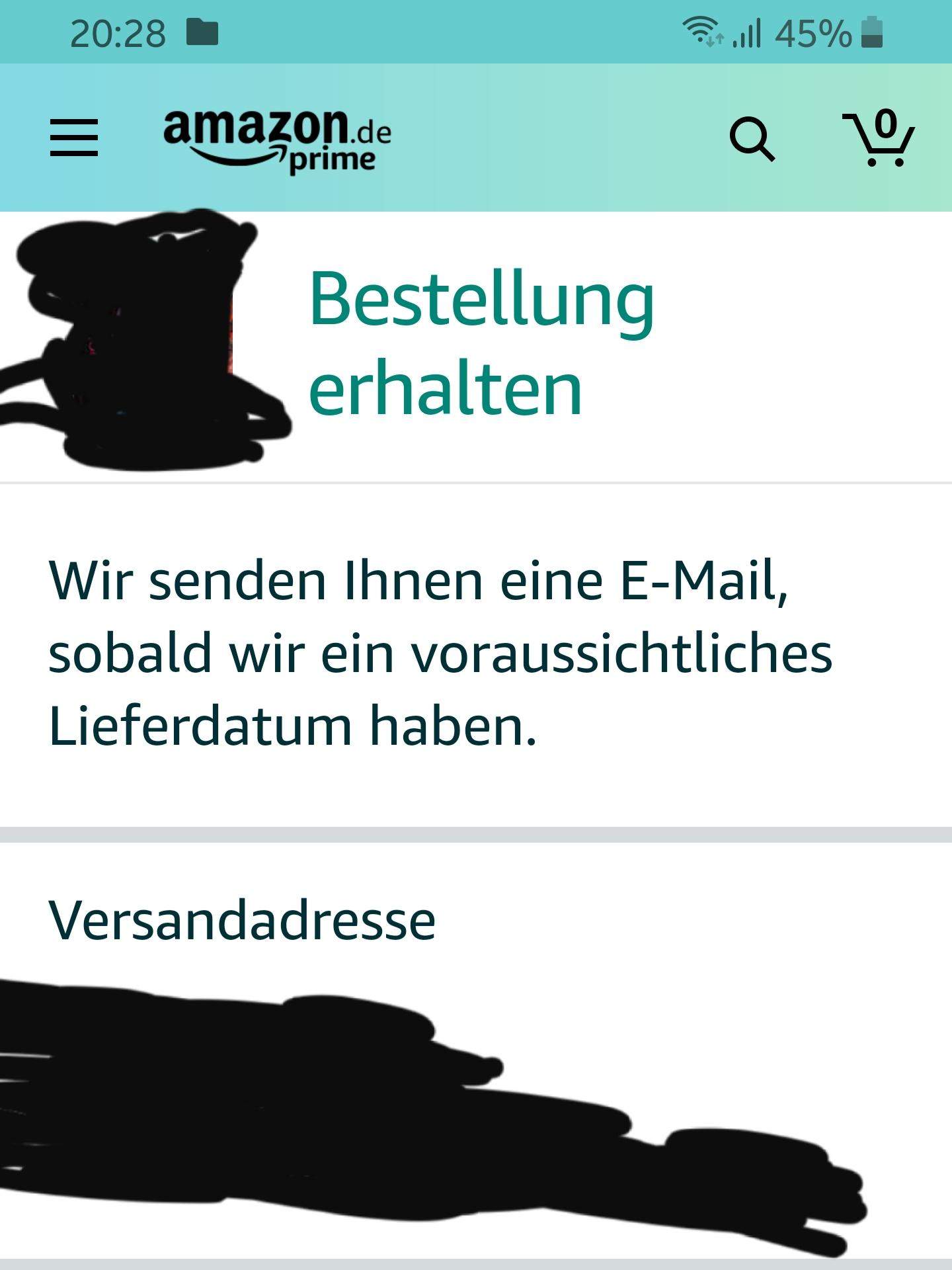 Was bedeutet das? Bestellung Erhalten, wir senden Ihnen eine E-Mail, sobald wir ein ...
