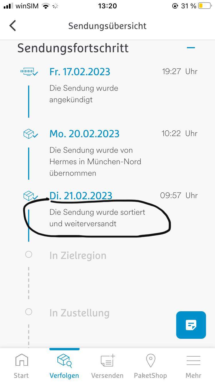 Was bedeutet der status? (Paket, Hermes)