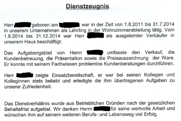 Was bedeutet dieser Absatz im Dienstzeugnis? (Arbeitszeugnis)