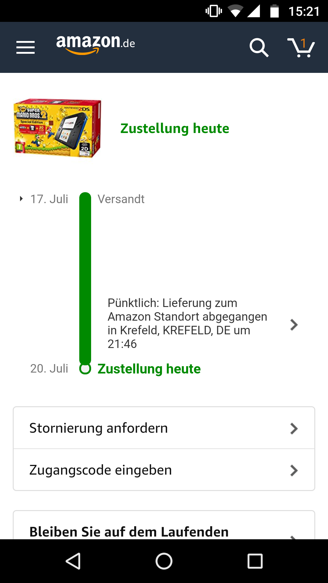 Was bedeutet dieser Amazon Status? (Lieferung)