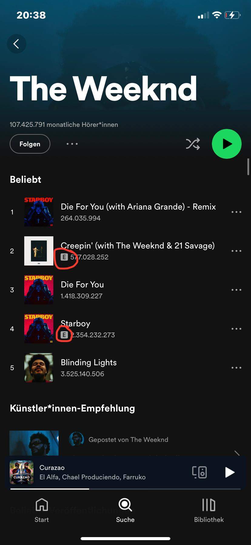 Was bedeutet dieses E auf Spotify? (Musik, Lied, Playlist)