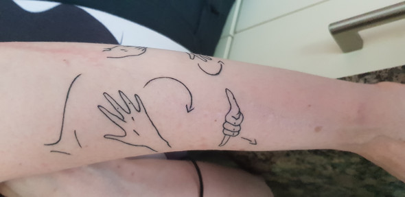 Was bedeutet dieses Tattoo? (Zeichensprache)? (Gebärdensprache)