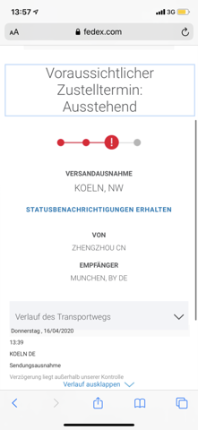 Was bedeutet Tracking Status bei fedex? (Computer, Technik, Technologie)