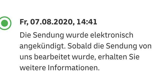Was bedeutet:Die Sendung wurde elektronisch angekündigt. Sobald die