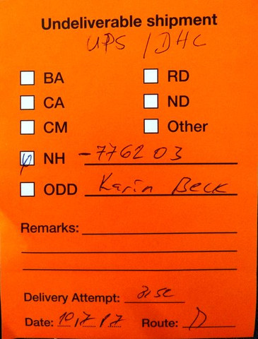 oranger Zettel - (Post, Versand, DHL)