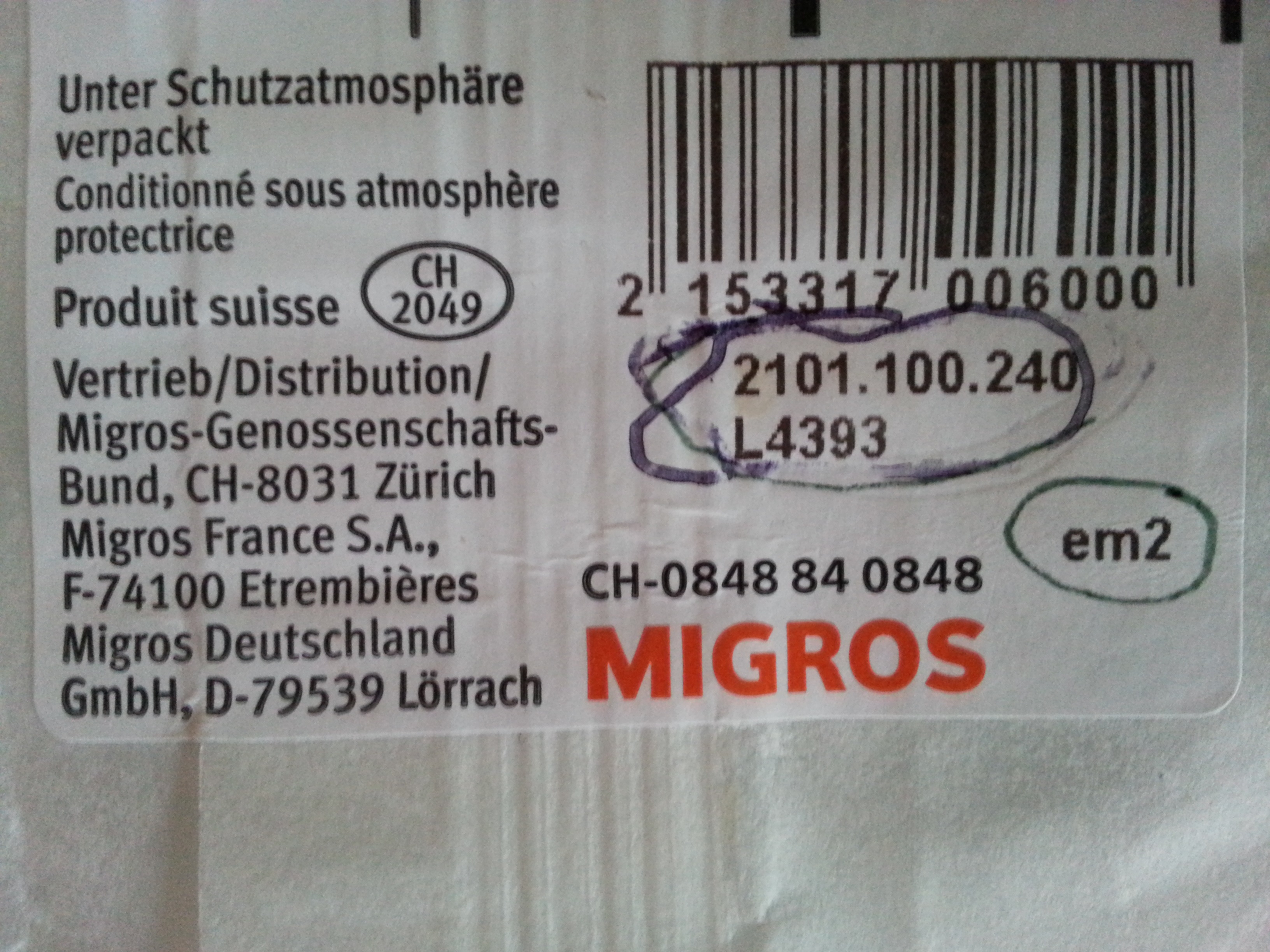 Was für eine Bedeutung haben diese Nummern auf der Käseverpackung? (Bild) (Nummer, Käse, Verpackung)