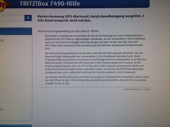 Fritz-box 7490, 5 GHz Wlan Temporär nicht nutzbar - (WLAN, Router, FRITZ!Box)