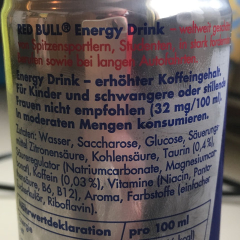 Inhaltsstoffe von Red Bull  - (Koffein, Red Bull, schädlich)