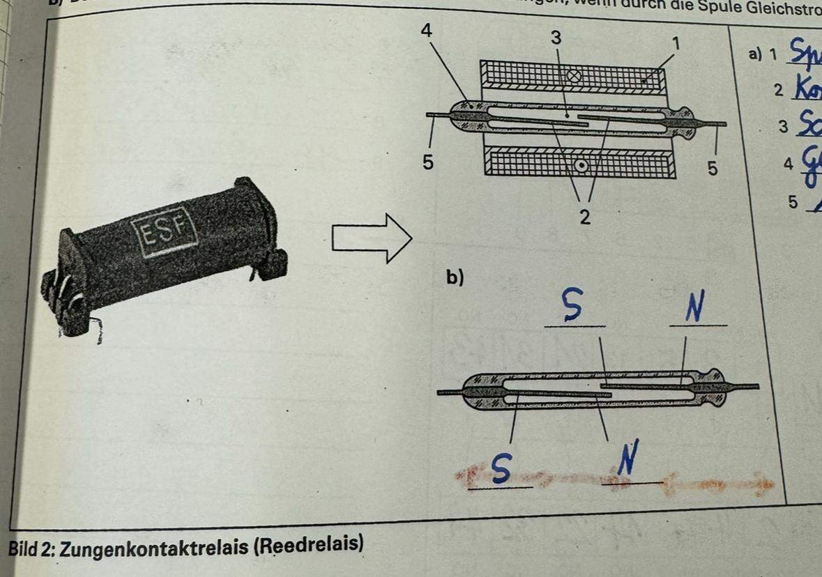Was geschieht, wenn durch die Spule des Zungenkontaktrelais ...