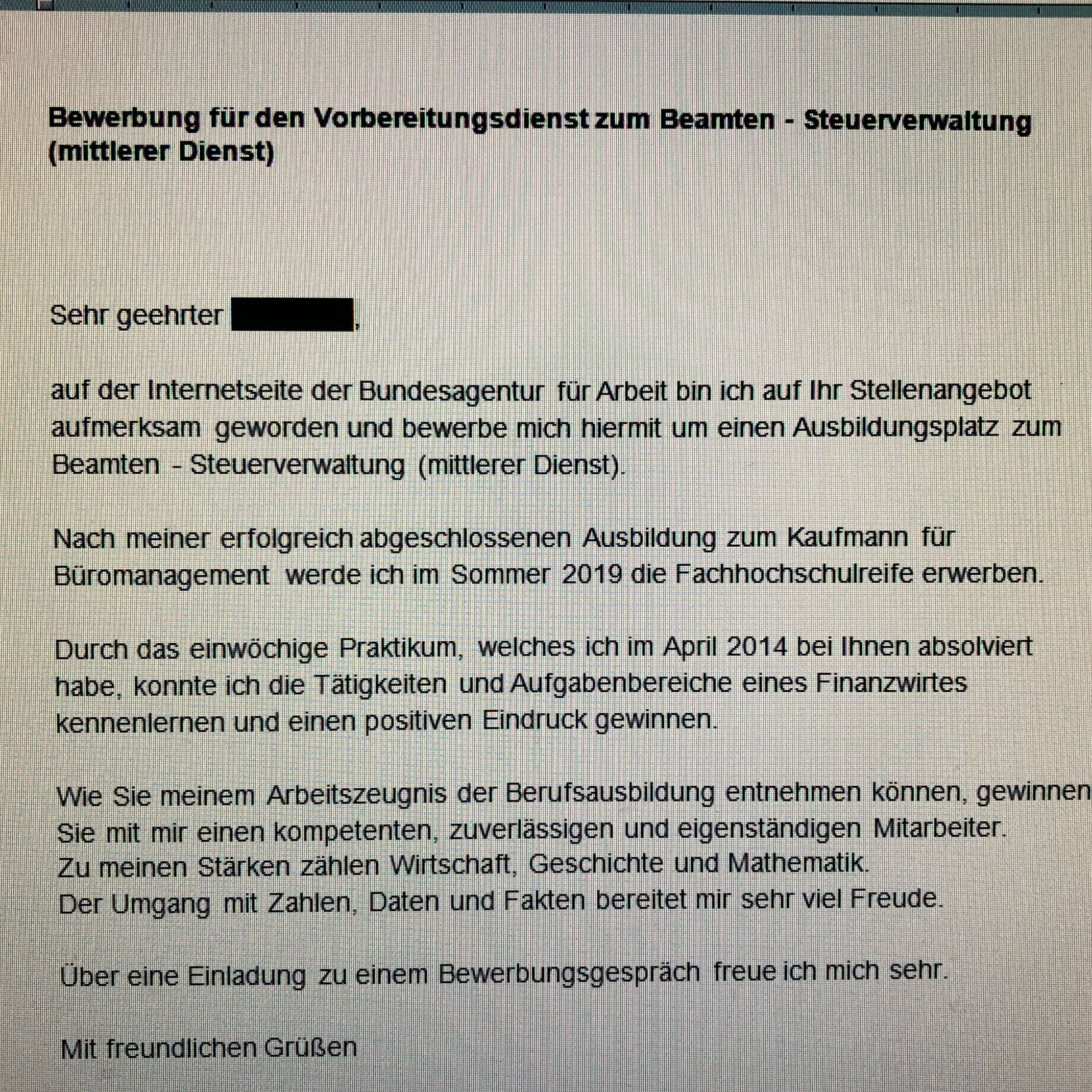 Was Haltet Ihr Von Der Bewerbung Siehe Anhang Ausbildung Finanzen Bewerbungsverfahren Ausbildung