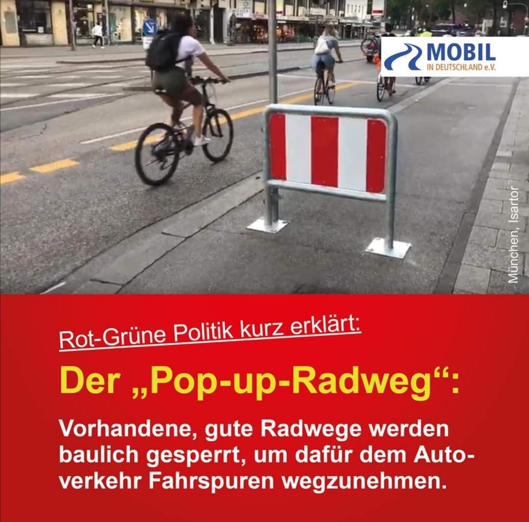 Was haltet ihr von Pop up Radwegen? (Auto und Motorrad