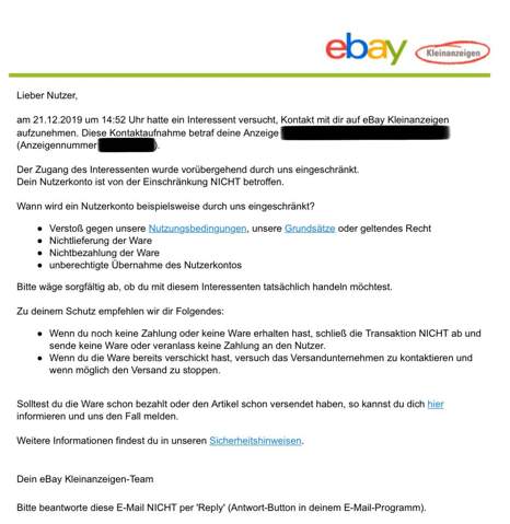 Was Hat Das Zu Bedeuten Ebay Verkauf Betrug Ebay Kleinanzeigen Privatverkauf
