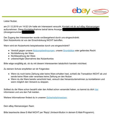 Was Hat Das Zu Bedeuten Ebay Verkauf Betrug Ebay Kleinanzeigen Privatverkauf