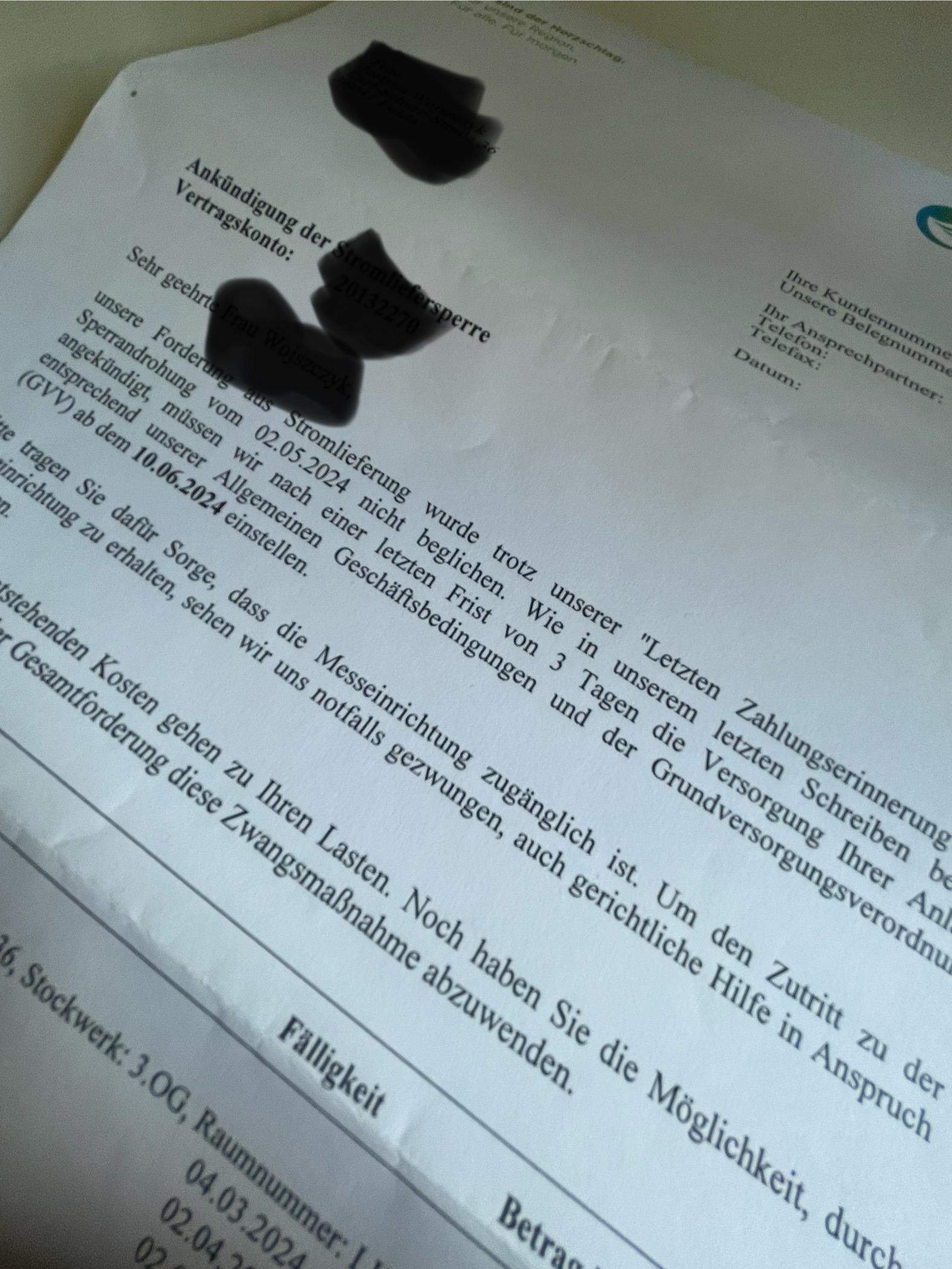 Was heißt es ich habe es eigentlich bezahlt Wird der Strom jetzt dann abgestellt? (Technik
