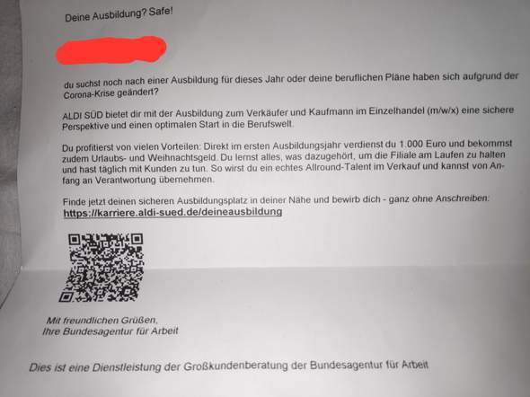 Was Ist Das Fur Eine Aktuell Laufende Aktion Bei Aldi Und Was Meinen Sie Mit Sicher Ausbildung Job