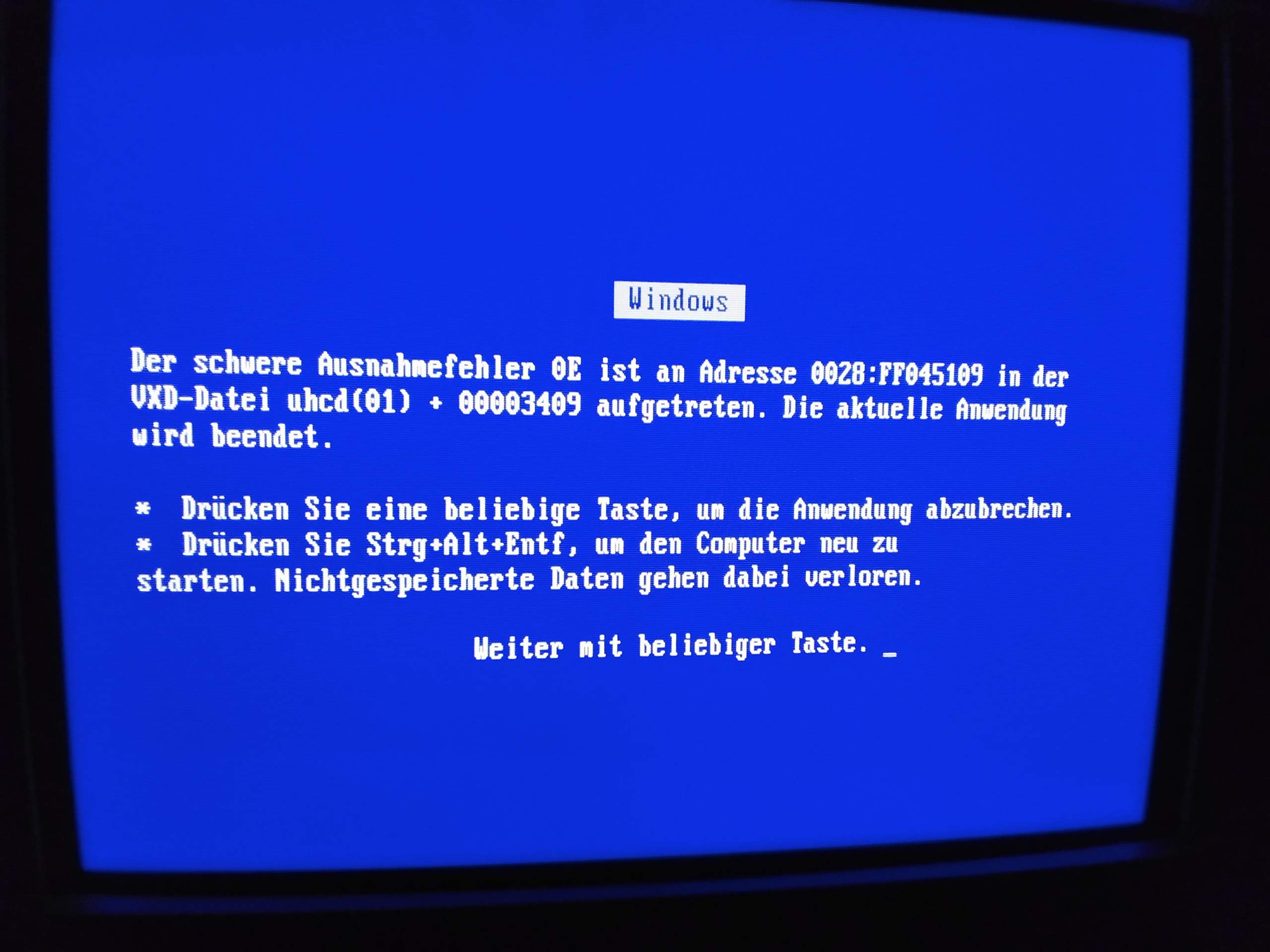 Windows 98 Error Code Was ist das für eine Fehlermeldung ( win 98SE)? (Windows, Microsoft ...