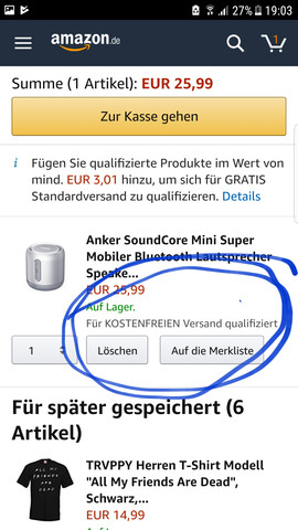 Kostenlose Lieferung  - (Amazon, Bestellung)