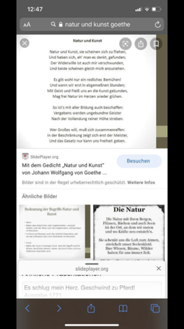 Was Ist Der Inhalt Vom Gedicht Natur Und Kunst Schule Deutsch Goethe