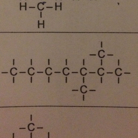 Die in der Mitte C7H16 - (Schule, Chemie, Strukturformel)