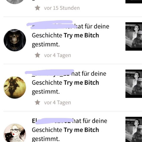 Schaut hier sind die Benachrichtigungen von "Try Me Bîtč*" - (Wattpad)