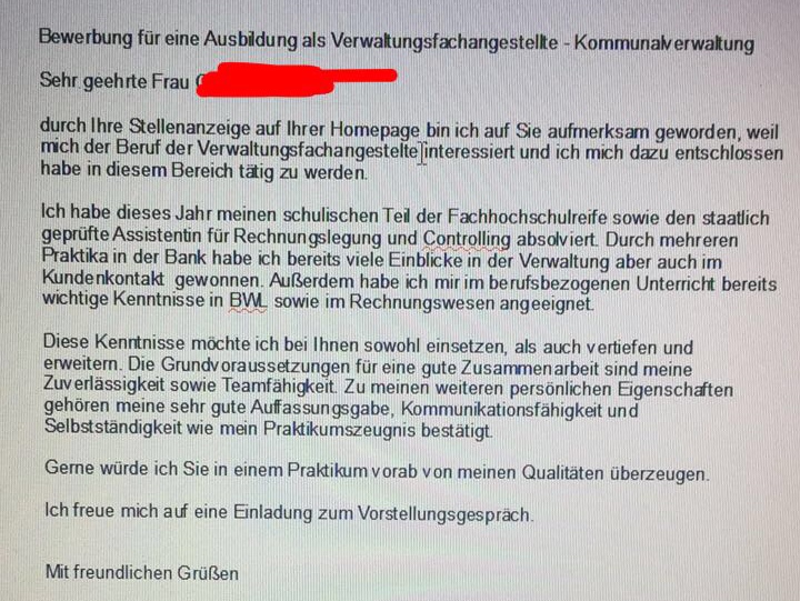 Was Kann Ich An Diesem Anschreiben Noch Verbessern Oder Anders Formulieren Ausbildung Bewerbungsanschreiben