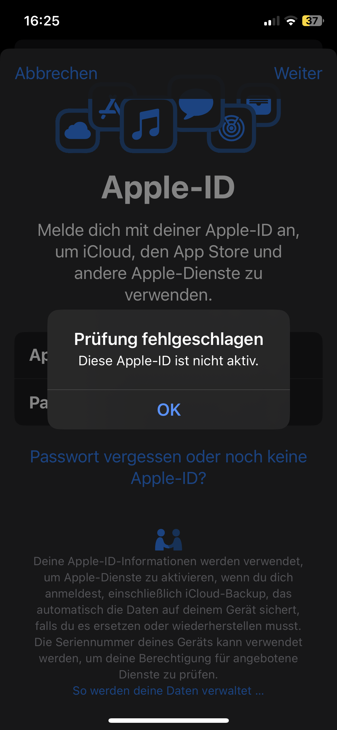 Was kann ich machen wenn mein Apple id nicht aktiv ist? (iPhone)