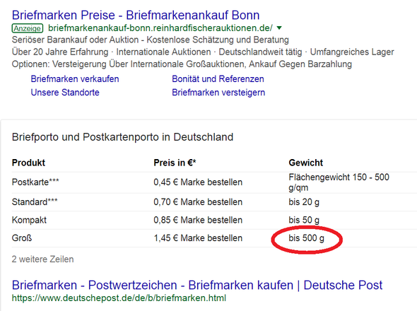 Deutsche Post Maxibrief Gewicht