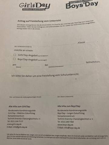 Was kreuzt man beim Girls and Boys day an wenn man nicht binär ist ...