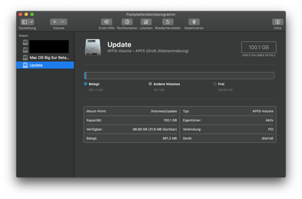 Was macht das Update Volume bei macOS?