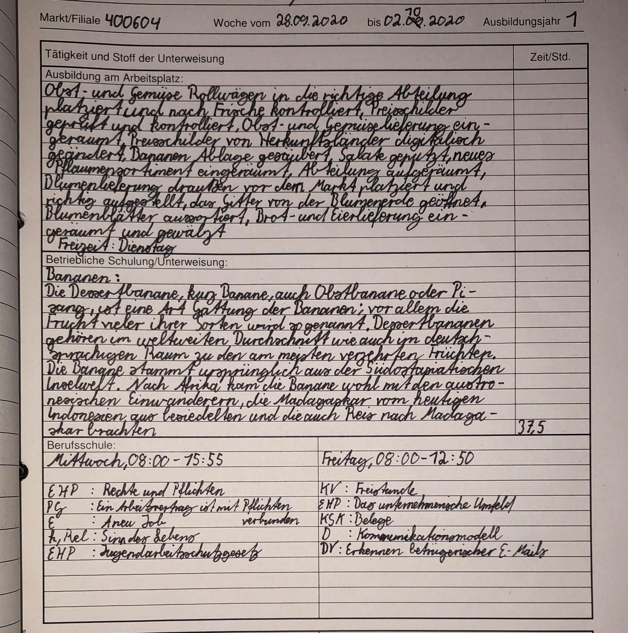 Was Meint Ihr Zu Meinen Berichtsheft Arbeit Ausbildung Einzelhandel Fertiges Berichtsheft Kaufmann Im Einzelhandel