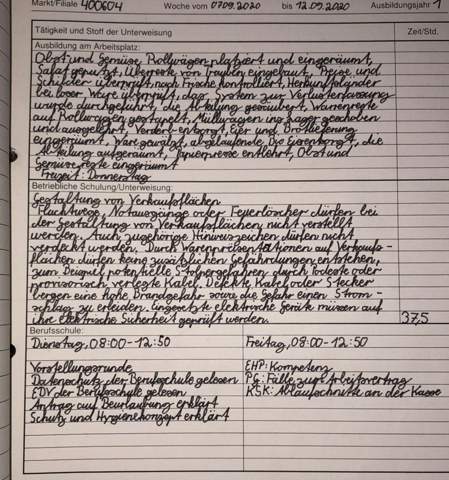 Was Meint Ihr Zu Meinen Berichtsheft Arbeit Ausbildung Einzelhandel Unterweisungen Berichtsheft Einzelhandel