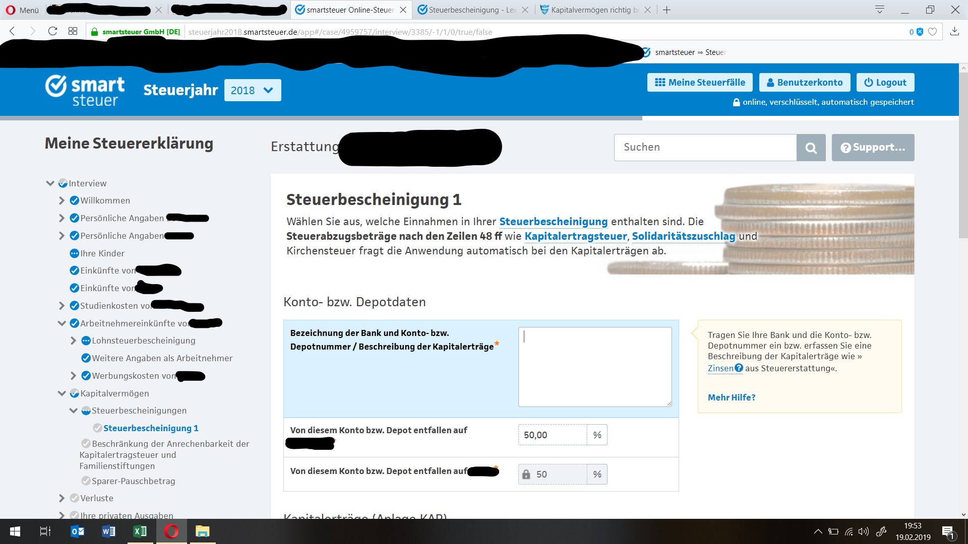 Was müssen wir hier eingeben? (Finanzen, Steuern, Steuererklärung)