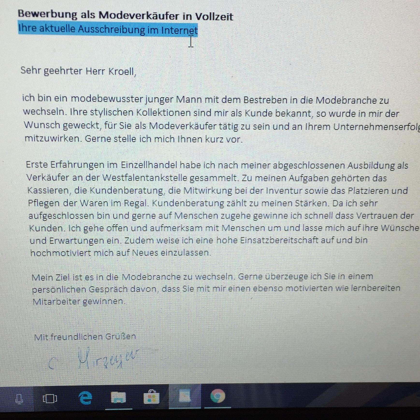 Was schreibe ich bei der Bewerbung, wie ich auf den Betrieb kam