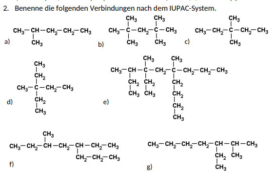 Was Sind Das Fur Verbindungen Laut Dem Iupac System Schule Chemie Alkane