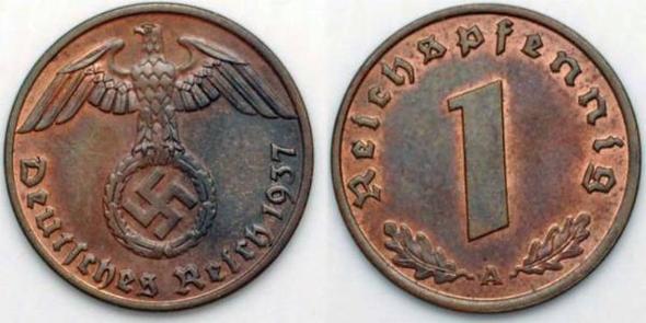 Deut. Reich 1 Pfennig 1937 A - (Wert, Münzen)