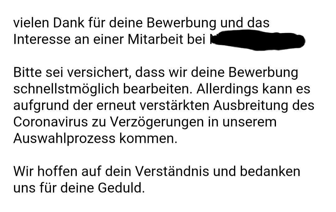 Was soll ich zurück schreiben? (Arbeit, Bewerbungsgespräch)