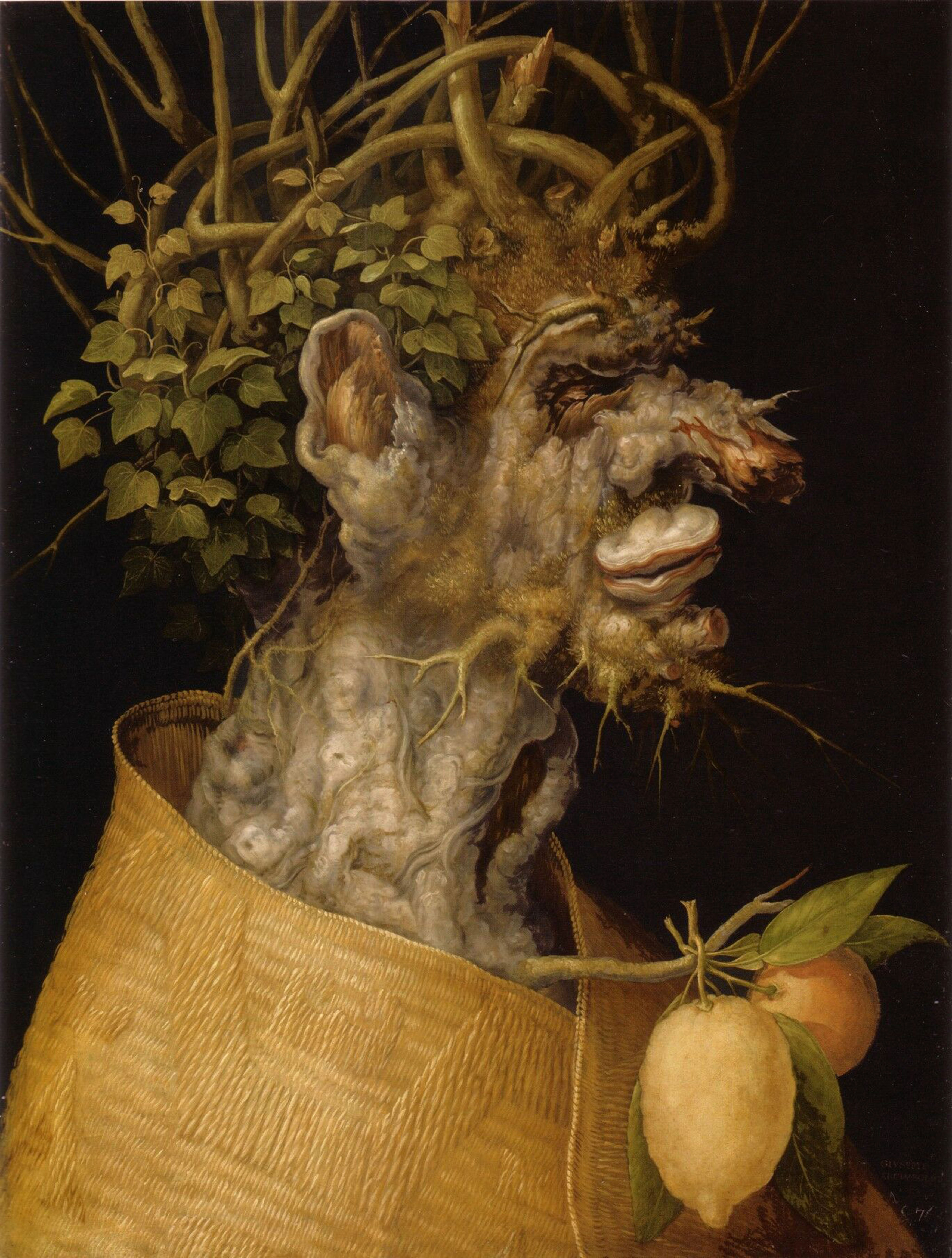 Was trägt der Winter von Arcimboldo als "Gewand"? (Kunst)