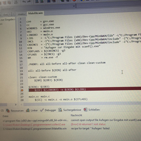 Die Fehlermeldung. - (Computer, PC, programmieren)