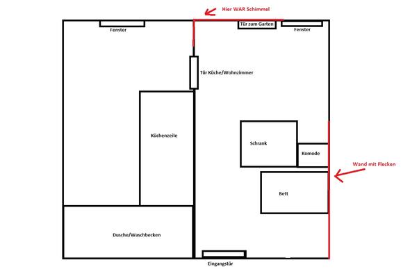 Wohnung Aufteilung - (Flecken, Schimmel, Wasserflecken)