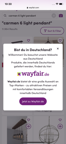 Wayfair Kanada und Deutschland unterschiedliche Ware? (Online-Shop