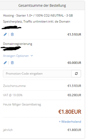 Warenkorb - (Server, Website, Hoster)