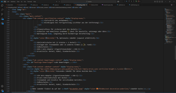 - (Webseite, HTML, Code)