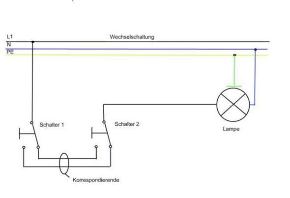 Wechselschaltung - (Elektrik, Licht, Schaltplan)