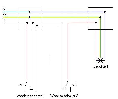 Wechselschaltung Schnurschalter (Elektronik, Strom, Elektrik)