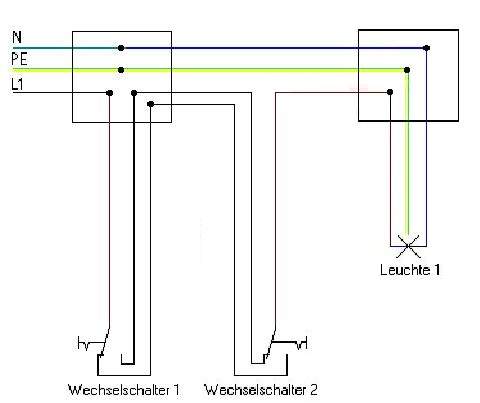 Wechselschaltung Schnurschalter (Elektronik, Strom, Elektrik)