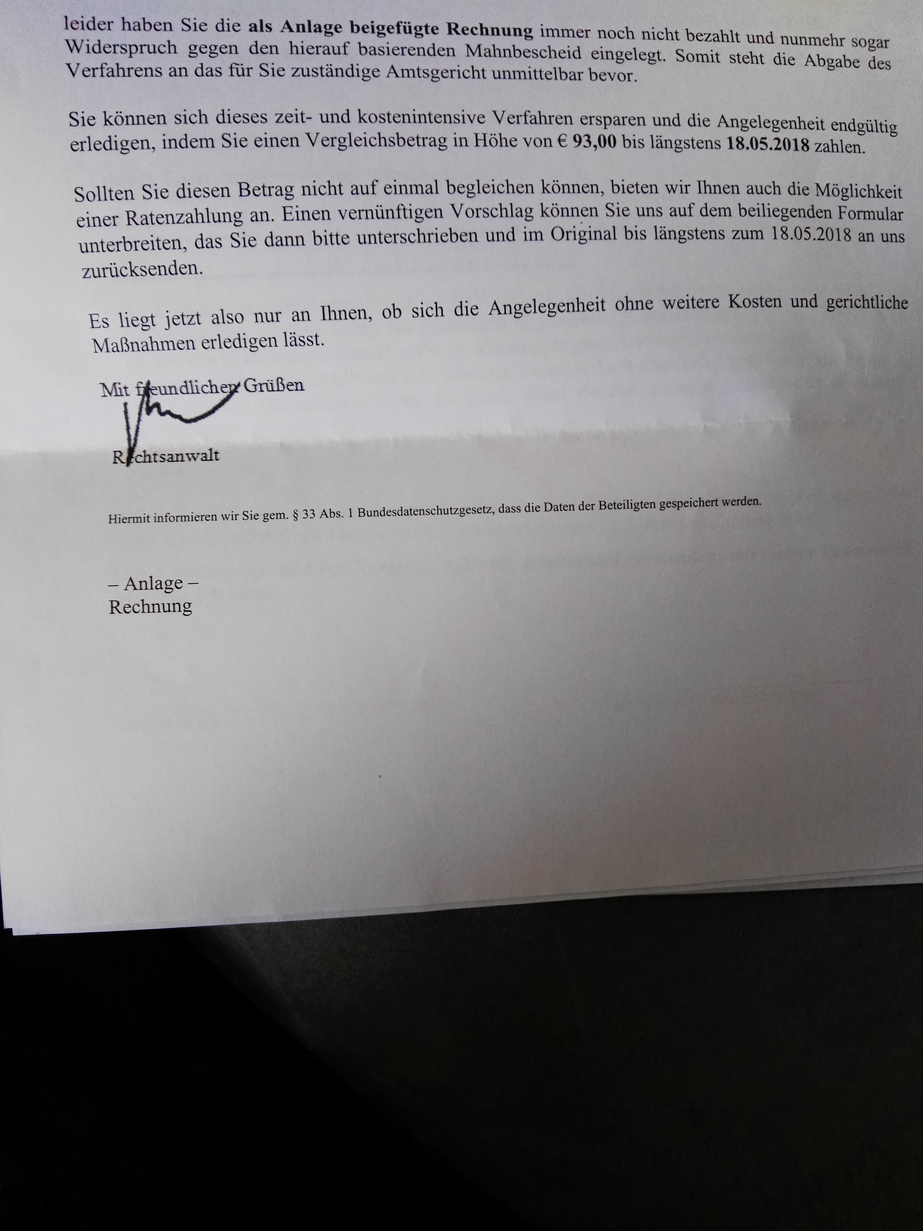 Inkasso Mahnung Widerspruch